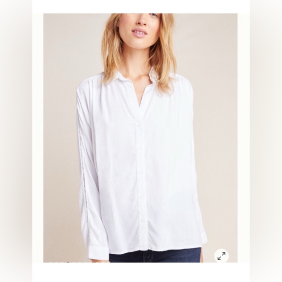 Anthropologie Cloth & Stone White Button-Up Blouse - Picture 2 of 8